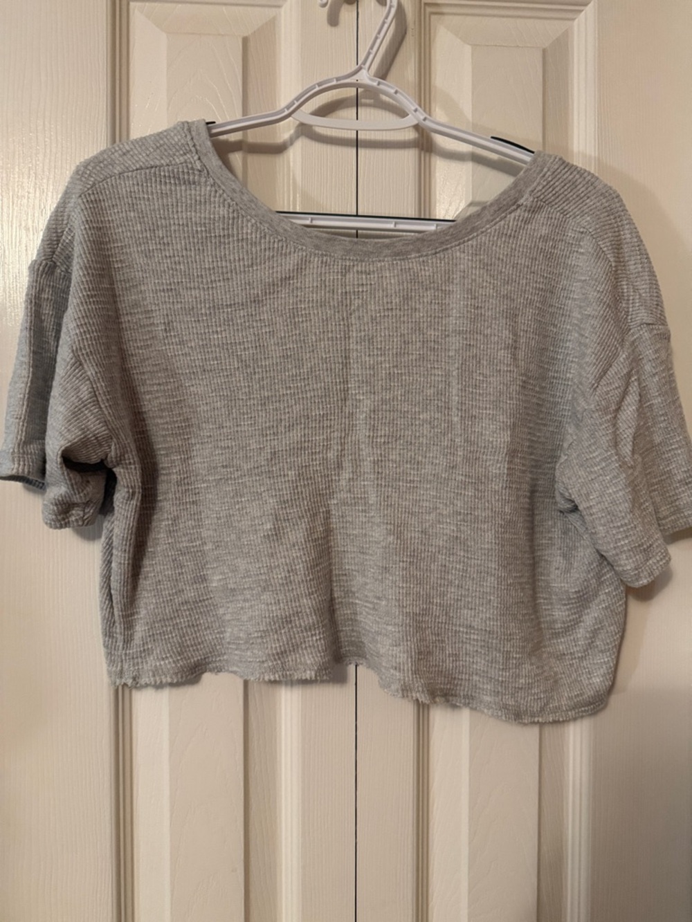 Aerie Gray Ribbed Cropped Women's Top, size medium